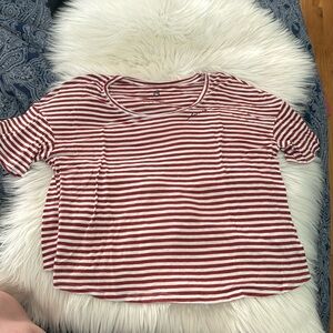 barre3 striped cropped tee